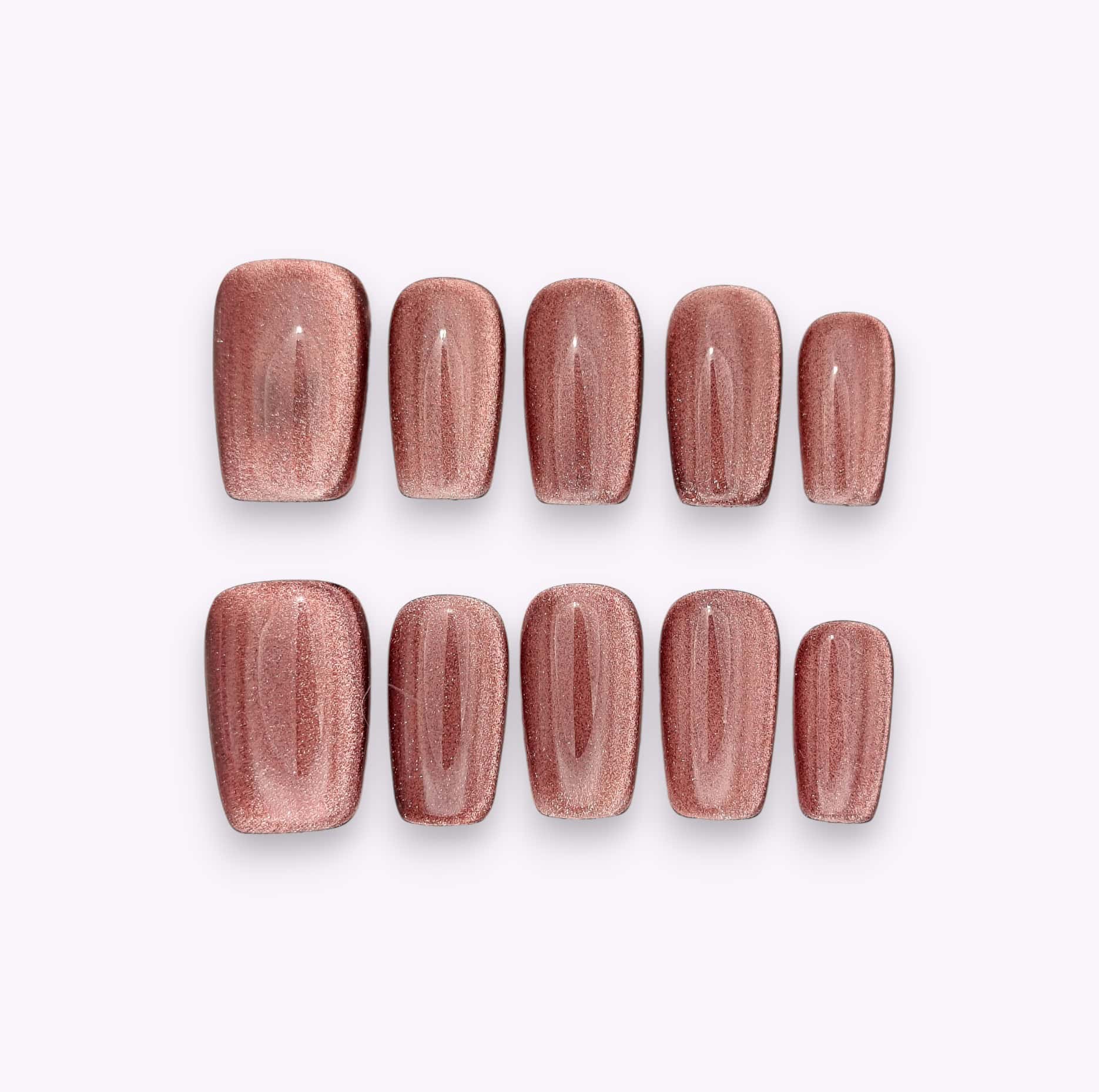 Unghie press on occhio di gatto marrone