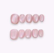 Unghie press on super corte occhio di gatto rosa chiaro