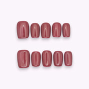 Press on nails rosse, warm bordeaux corte