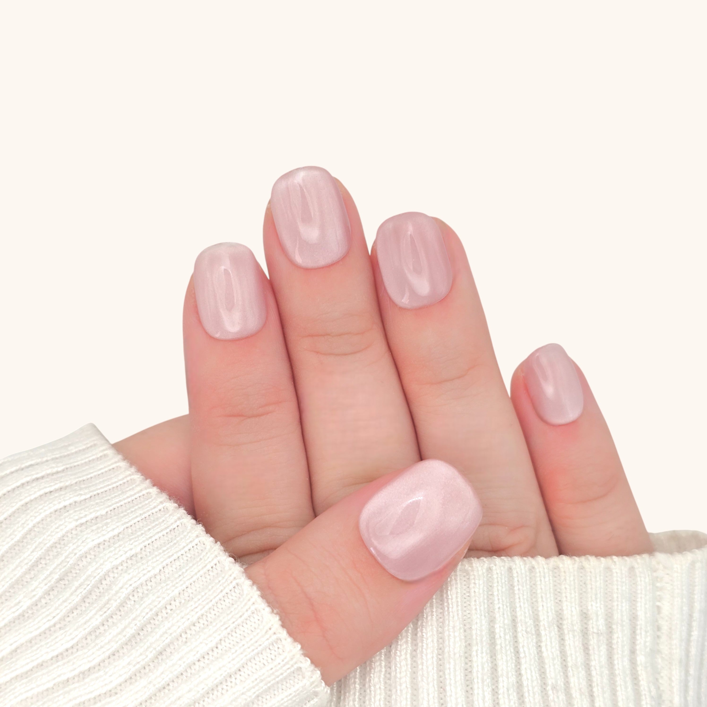 Unghie press on rosa occhio di gatto super corte 