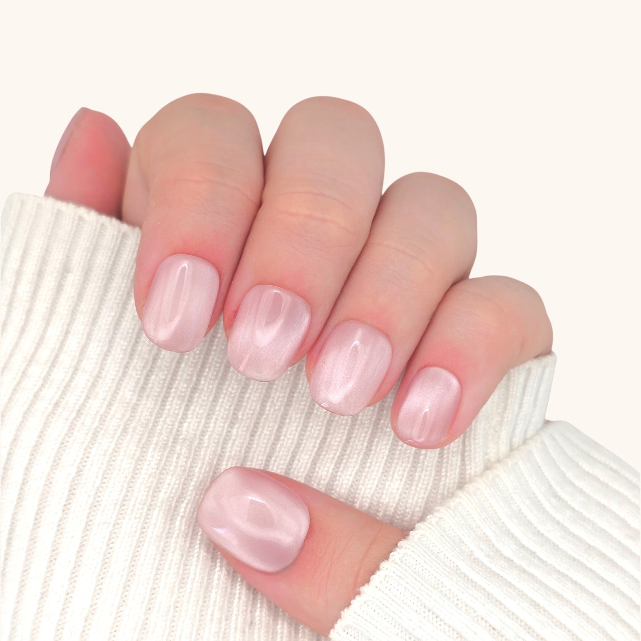 Unghie press on rosa occhio di gatto, super corte