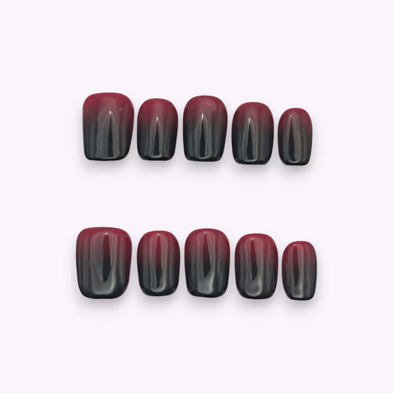 Unghie press on rosso sfumato nero