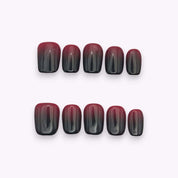 Unghie press on rosso sfumato nero