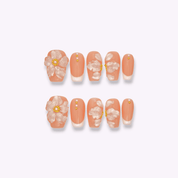 Press on nails french bianco e fiori 3d