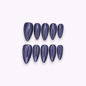 Press on nails mandorla lunga blu notte