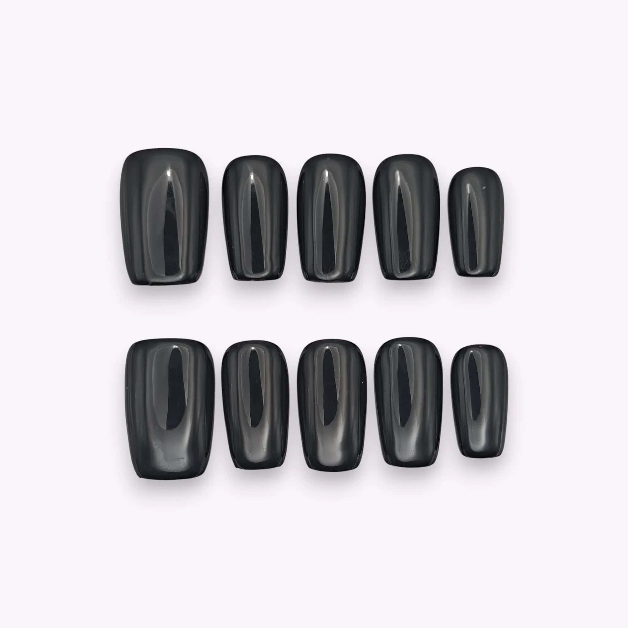 Unghie press on nero lucido