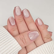 Unghie press on occhio di gatto rosa quadrate