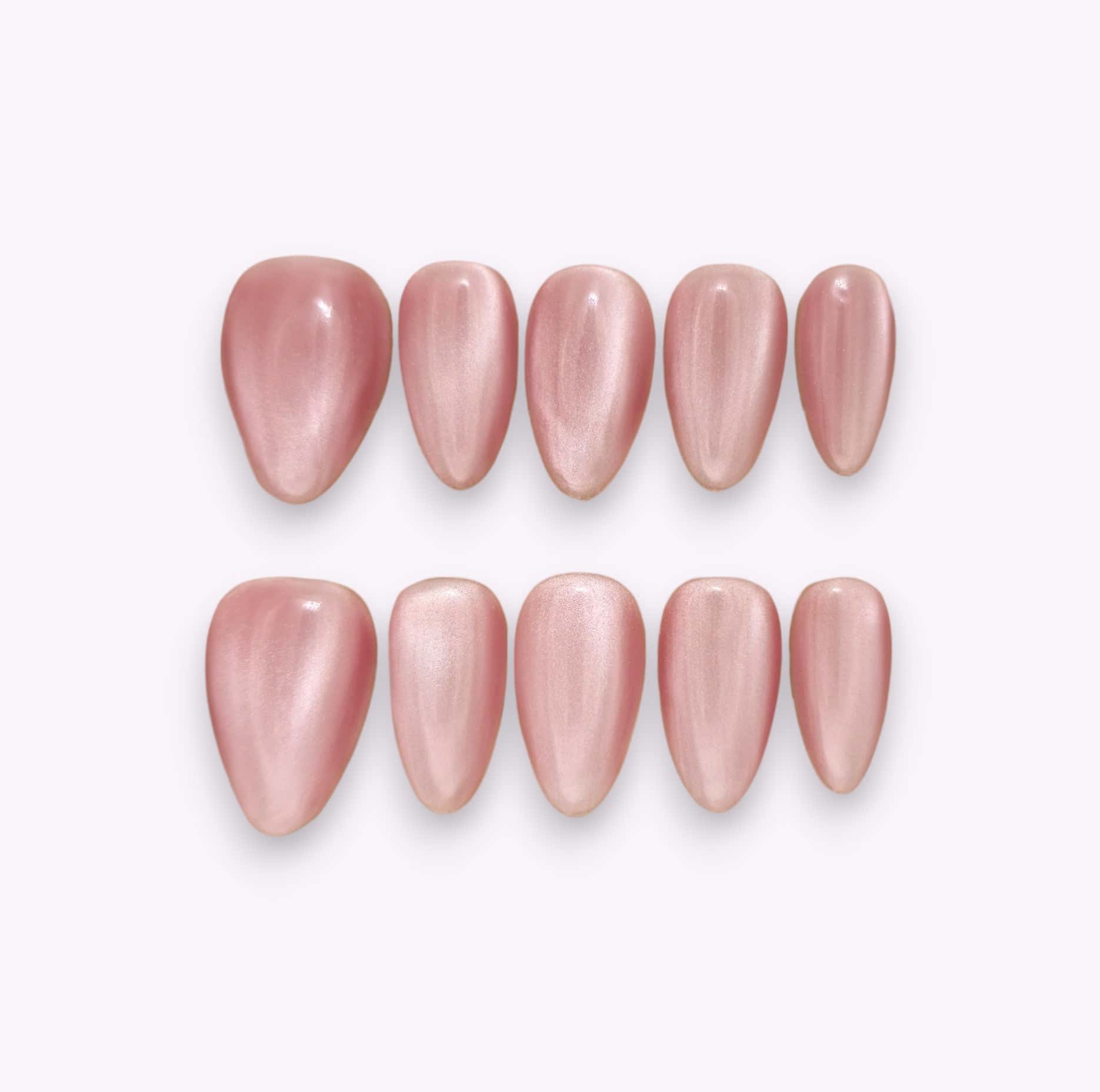 Cat eye press on nails rosa polvere