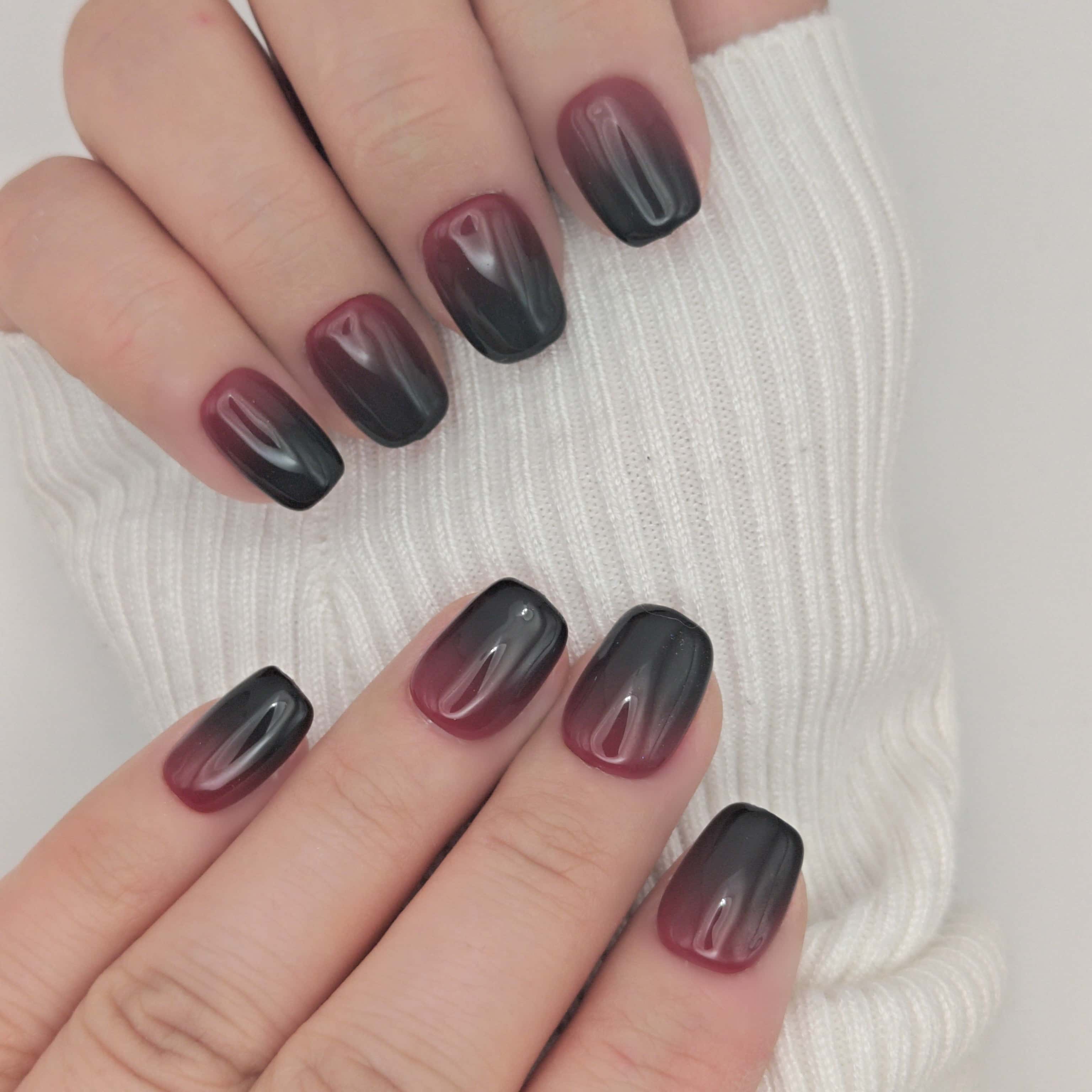 Unghie press on sfumate nero e rosso
