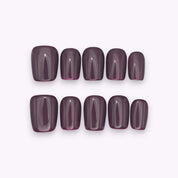 Press on nails viola scuro corto