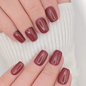Press on nails warm bordeaux corto rosso