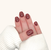 Press on nails super corto warm bordeaux rosso