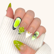Press-on nails almond y2k gree 3d charms